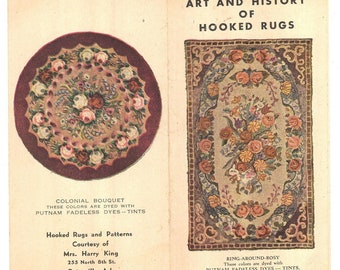 Art History Hooked rugs 1920 brochure King Putnam dyes vintage hand crafts