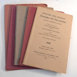5 vintage Park Bernet Galleries auction catalogues French English furniture decorative arts antiques design collecting