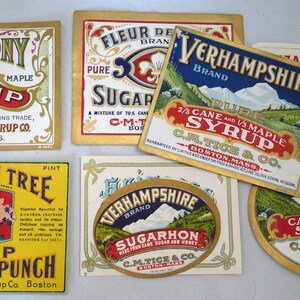 9 vintage advertising labels maple cane syrup ephemera paper scrapbooking