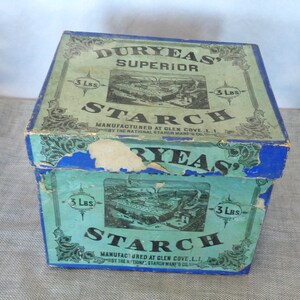 Antique Victorian advertising collar box Duryeas Superior Starch National Starch Mfg Glen Cove LI NY