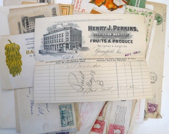 Lot 25 business size US advertising envelopes postal covers invlice antique vintage stamp