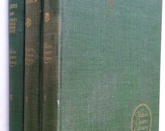 Nature Lovers Library 3 vintage book Birds America Other Lands Mammals 1917 Pearson reference home schooling illustrated