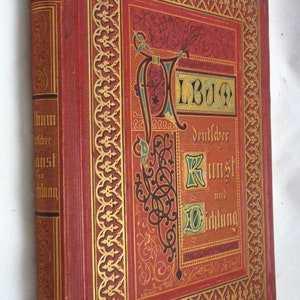 Album Deutschet Bunstund Dichtung Herausgegben Friedrick Bodeustedt antique book art poetry German 1876 engravings Victorian gilt