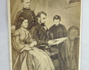 Antique cart de visite photo Lincoln family president political