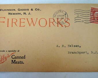 Wilkinson Gaddis Newark NJ advertising postal cover 1905 Fireworks Libby's canned meats stamp history