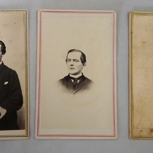 3 Antique CDV carte de visite cards VT photographers Styles Burlington McIntosh Northfield Hersey Montpelier Snow tax stamps hat