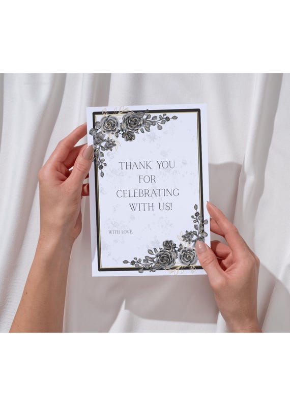 Gold and Black Thank you wedding card