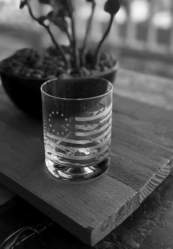 American Flag etched glass