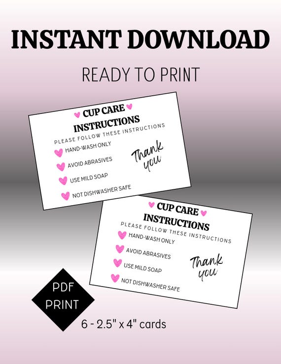 Simple cup care instructions