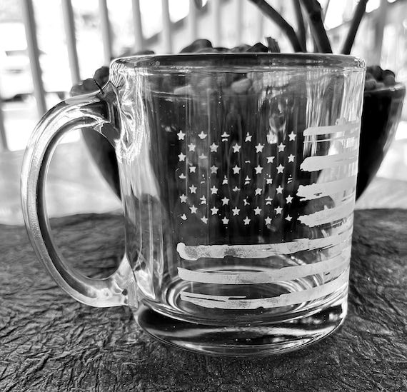 American Flag glass coffee cup