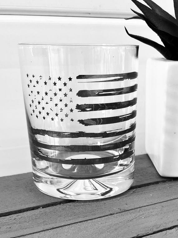American Flag Etched Glass