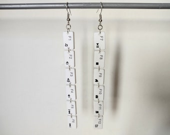 Look at All the F's I Have to Give Long Dangle Earrings made from Computer Keyboard Keys (can be converted to clip-on)