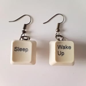 Sleep Wake Up Computer Keyboard Key Earrings