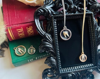Real Animal Tooth Necklace - Resin Pendant, Witchy Goth Jewelry