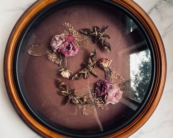 Framed Real Moth Art, Antique Convex Glass Frame, Witchy Dark Academia Decor