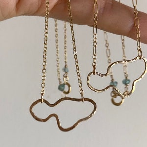 Ocean-Inspired Maui Necklace – Handcrafted Hammered Pendant with Aquamarine Accent