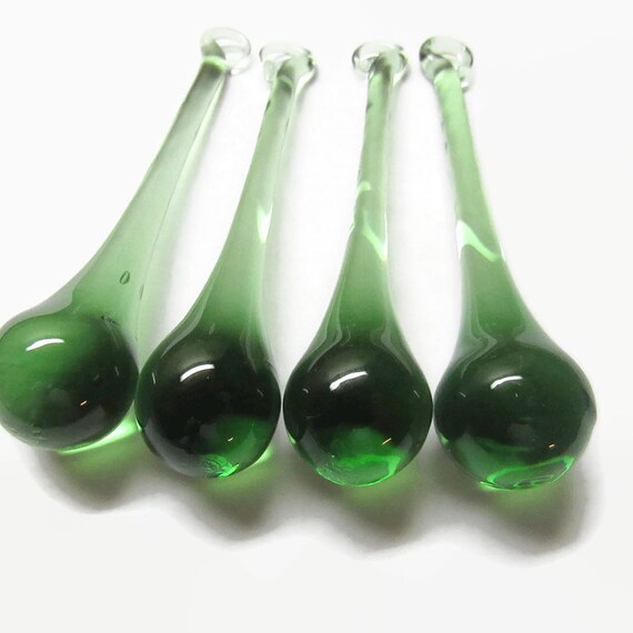 4 Green 80mm Raindrop Crystal Prisms Chandelier Parts Wind Image 0