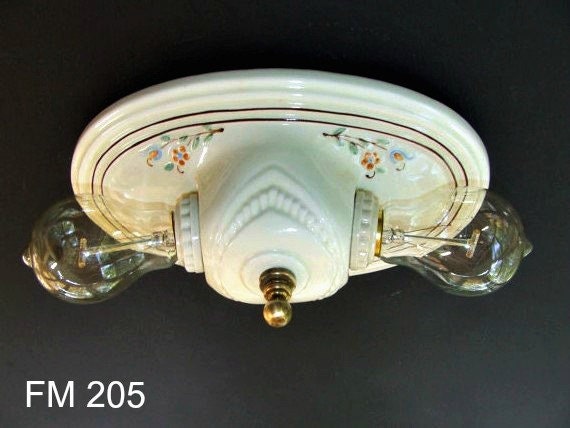 Porcelier Flush Mount Porcelain Light Fixture Rewired Ready Porcelier Flush Mount Porcelain Light Fixture Rewired Ready To Hang