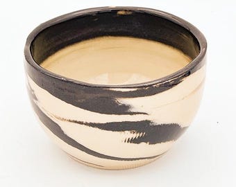Handmade Ceramic Mug 300ml | Black Swirl Design | Unique One-of-a-Kind Coffee Tea Cup Gift