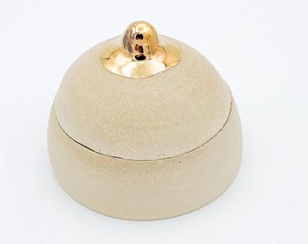Handmade Breast Trinket Box with Gold Nipple – Unique Ceramic Collectible | Jewelry & Keepsake Box