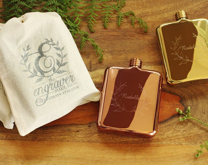 His and Hers Wedding Flasks, Set of 2 Personalized Flasks, Bride and Groom Engraved Flasks, Anniversary Flask Set