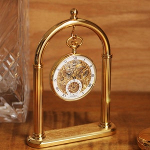 Gold Pocket Watch Display Stand Anniversary Gift For Him