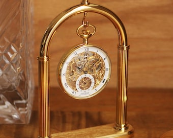 Gold Pocket Watch Display Stand Anniversary Gift For Him