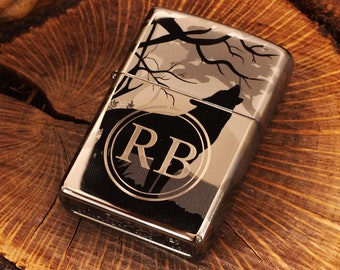 Wolves Official Zippo© Lighter - Engraved Wolf Lighter - Groomsman Lighters with Custom Monogram Engraving