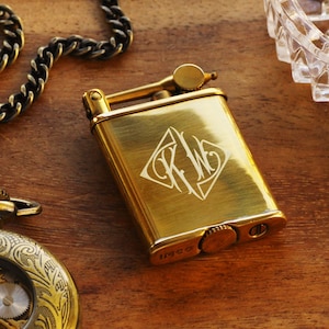 Engraved Brass Slim Lighter, Small Vintage Style Custom Lighter, Personalized Groomsmen Lighters