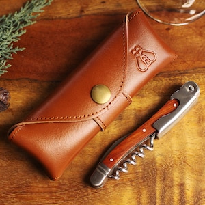 Laguiole Wine Opener with Leather Pouch, Personalized Server Gifts, Engraved Bottle Openers, Corkscrew Opener, Gift for Him