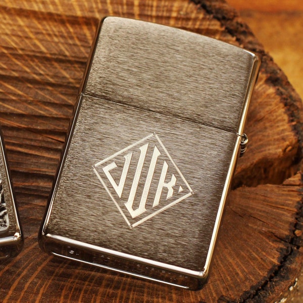 Engraved Brushed Chrome Zippo© Lighter - Personalized Satin Chrome Lighter - Custom Silver Lighter - Groomsman Lighters