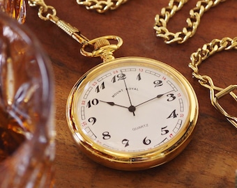 Mount Royal Gold Plated Pocket Watch: Personalized Engraved Gift