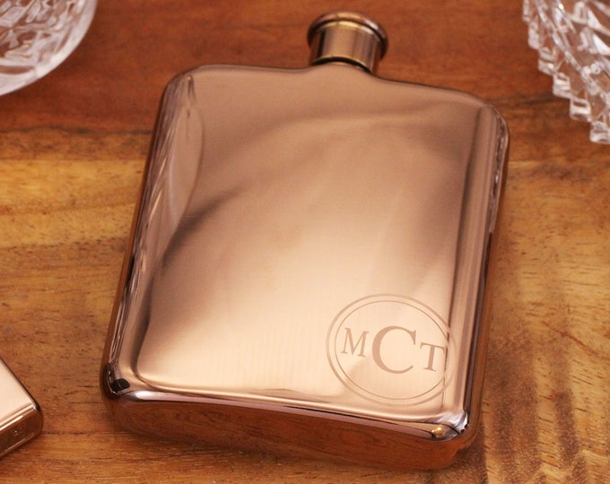 Rose Gold Personalized Flask,  Engraved Rose Gold Flask, Personalized Bridesmaid Flask, Bridesmaid Engraved Flask, Bridal Shower Gifts