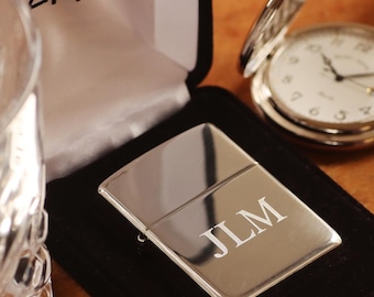 Sterling Silver High Polish Engraved Zippo Lighter: Personalized Groomsmen Gift