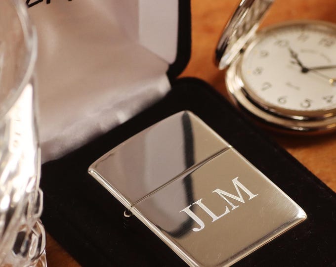 Sterling Silver High Polish Engraved Zippo Lighter: Personalized Groomsmen Gift