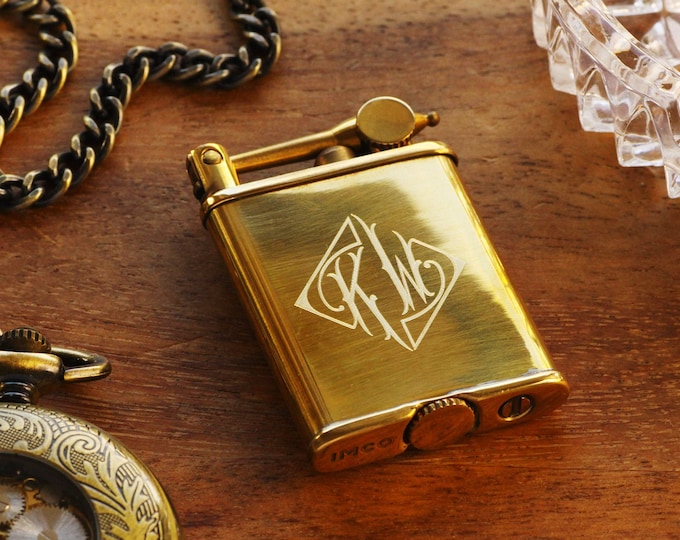 Engraved Brass Slim Lighter, Small Vintage Style Custom Lighter, Personalized Groomsmen Lighters