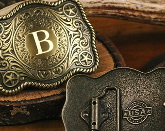 JEAN'S FRIEND also Stock in US Initial Letter M Cowboy Cowgirl Western Belt  Buckle