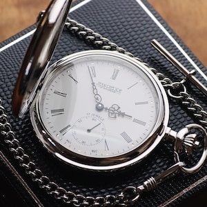 Jean Pierre® of Switzerland Silver Mechanical Engraved Pocket Watch with Small Seconds Display