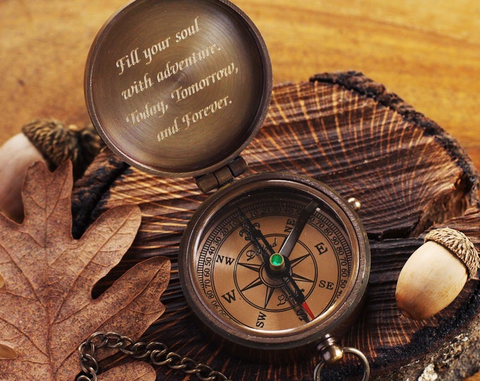 Bronze Personalized Compass - Engraved Compass