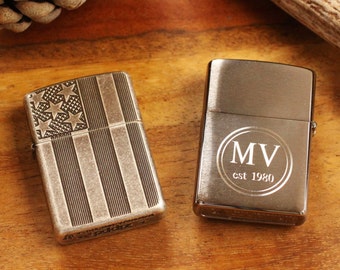 USA Flag Zippo© - Armored Case Zippo© Lighter - USA Lighter - Zippo© - Lighters with Custom Monogram Engraving