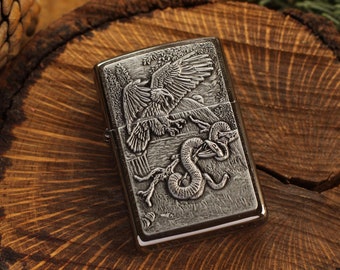 Eagle and Snake Zippo© Lighter, Eagle vs. Snake Lighter, Zippo©, Lighters with Custom Monogram Engraving