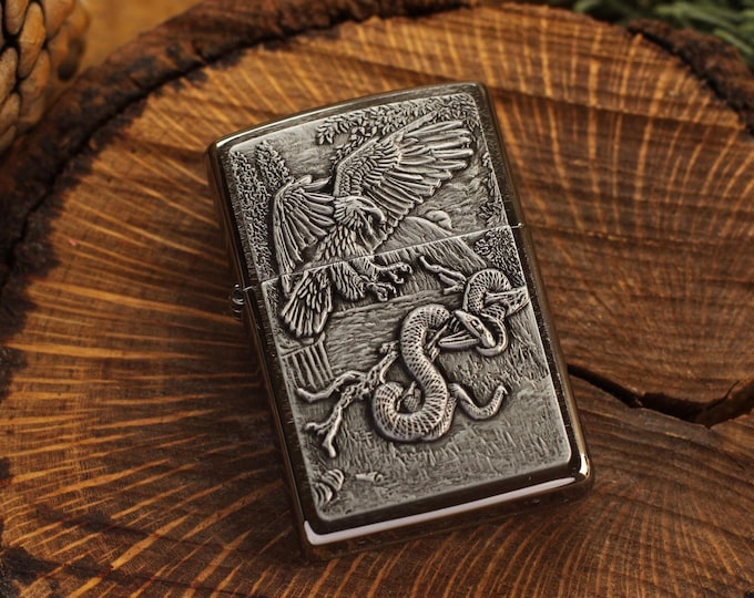 Eagle and Snake Zippo© Lighter, Eagle vs. Snake Lighter, Zippo©, Lighters with Custom Monogram Engraving