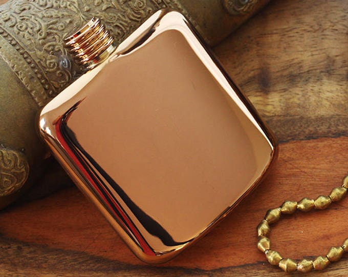 Rose Gold 4 oz Hip Flask for Her, Minimalist Gift for Her, Personalized Bridesmaid Rose Gold Flask, Engraved Maid of Honor Hip Flask