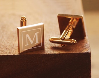 Engraved Gold Cufflinks /& Personalised Gift Box Cuff Links Best Man gcls6