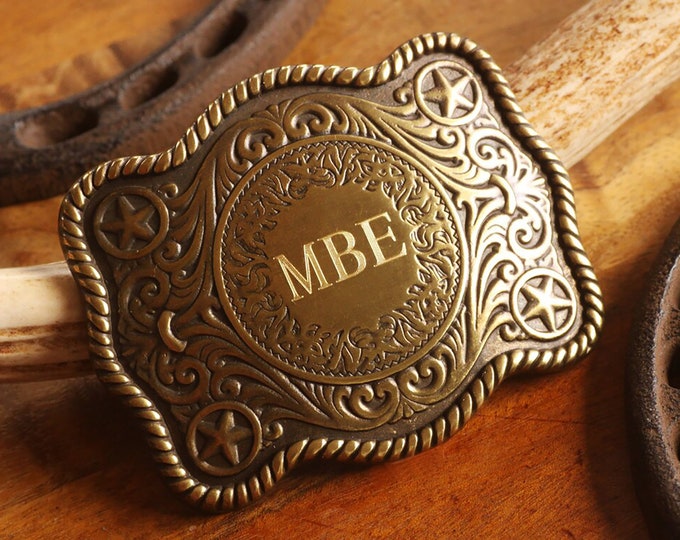 MADE IN USA Personalized Belt Buckle, Groomsman Belt Buckle, Cowboy Belt Buckle, Brass Finish