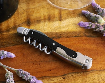 Personalized Black Laguiole Wine Opener: Engraved Groomsmen Gift