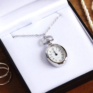 Mount Royal Silver Watch Necklace Minimalist Anniversary Gift for Her, Bridesmaid Gifts image 1