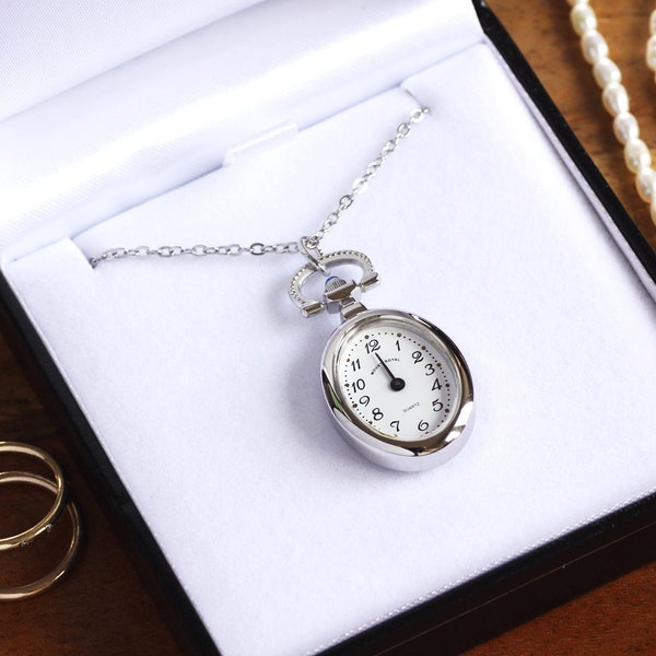 Mount Royal Silver Watch Necklace Minimalist  Anniversary Gift for Her, Bridesmaid Gifts