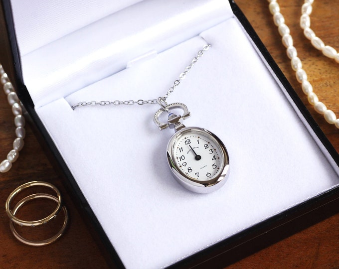 Mount Royal Silver Watch Necklace Minimalist  Anniversary Gift for Her, Bridesmaid Gifts