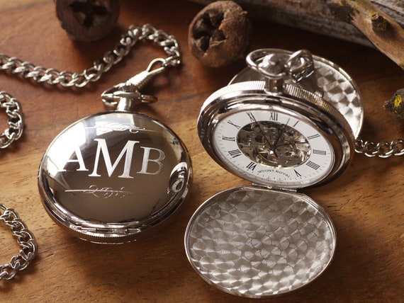 Personalized skeleton pocket watch deals